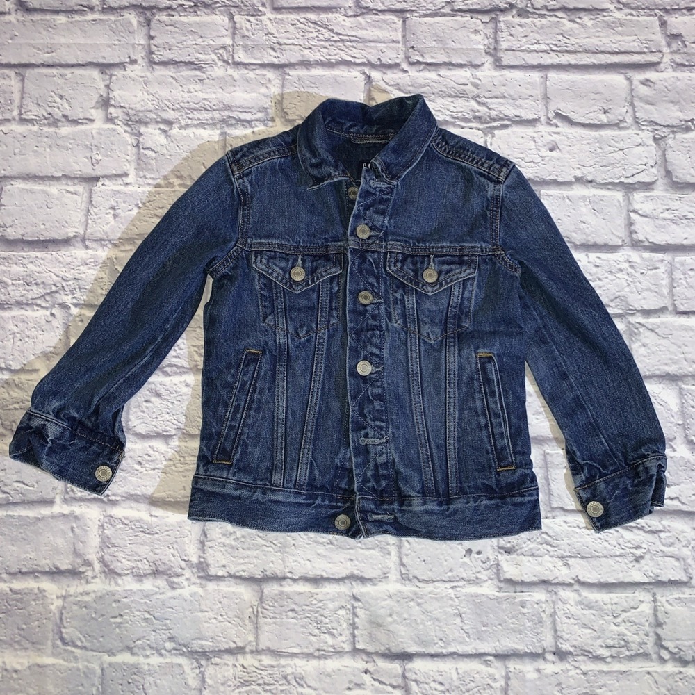 Gap Kids Icon Jean Jacket Girls XS 4-5 Organic Cotton Blue Denim